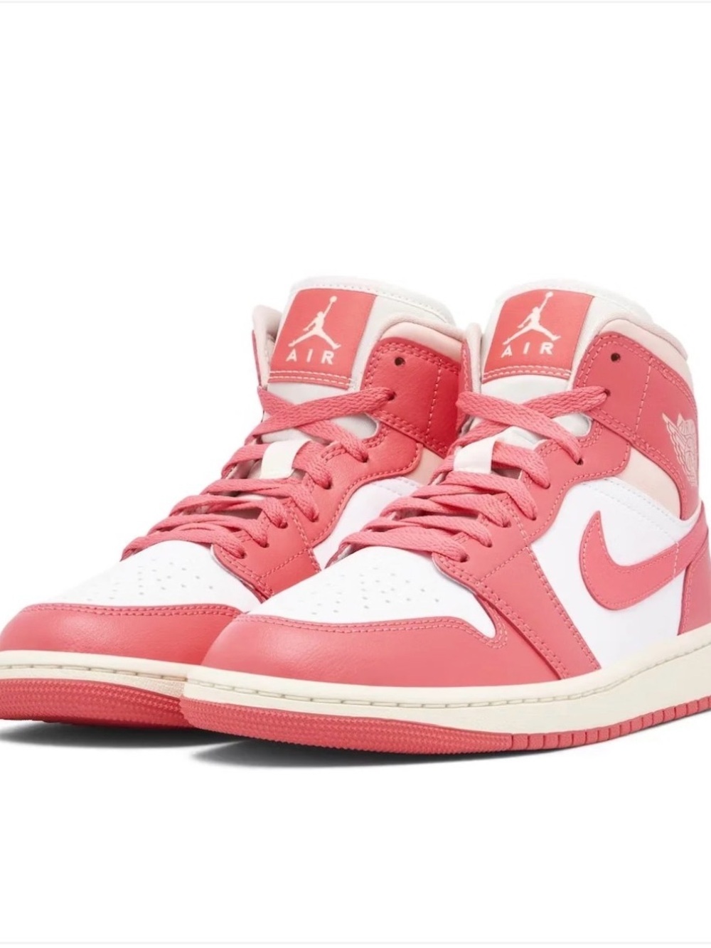 Nike Pink and White Mid-Top Sneakers